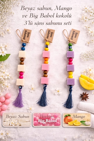 Mask El Yapımı Beyaz Sabun + Big Babol + Mango Kokulu Şans Sabunu 3'lü