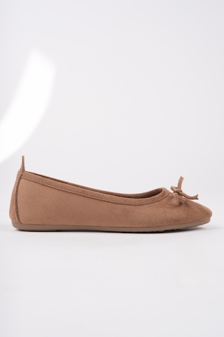 Muggo Miu Fiyonklu Kadın Deri Günlük Babet Taba