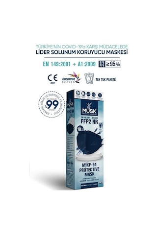 Musk Kf94 Kore Tipi Ffp2 Maske Lacivert Renk 10 Adet