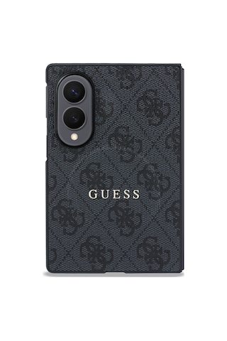Samsung Uyumlu Galaxy Z Fold 8 Kılıf Guess Lisanslı M-safe Özellikli Pu Deri 4g Desenli Yazı Logolu Kapak Siyah