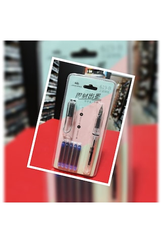 Dolma Kalem Seti Şeffaf Renksiz Gövde F Uç 0,60mm Kalem+5kartuş