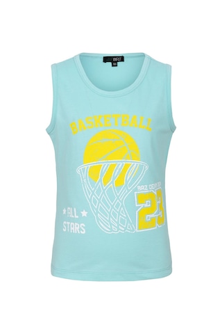 Brz Kids Basketbol Baskılı Kız Çocuk Sıfır Kol T-shirt-turkuaz Turkuaz