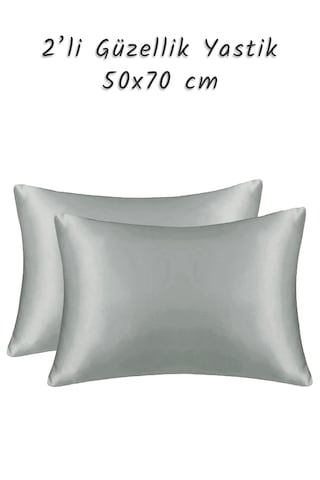 Güzellik Yastığı %100 Ipek Saten 2 Adet Luxury Yastık Kılıfı Silv