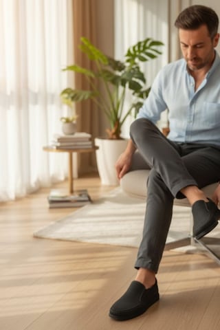 Enoch Hakiki Deri Siyah Lazer Kesim Esnek Yan Bantlı Erkek Comfort Ayakkabı Siyah