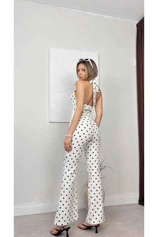 Elora Atelier Puantiye Desen Halter Yaka Takım Çok Renkli