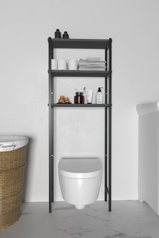 Banyo Wc Arkası Üstü Düzenleyici Raf Organizatör Havluluk Metal Gövde Banyo Rafı Gri