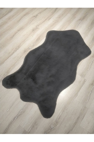 Yamalıhome Süet Taban Tavşan Peluş Halı Antrasit Post 80 x 150 Cm