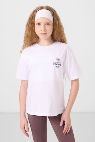 Beyaz Pamuklu O Yaka Oversize Fit Baskılı Kız Çocuk T-shirt - 75178 Beyaz
