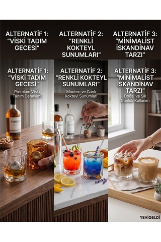 2'li Karma Set 200 Ml Kehribar & Şeffaf Modern Cam Viski Ve Kokteyl Bardağı