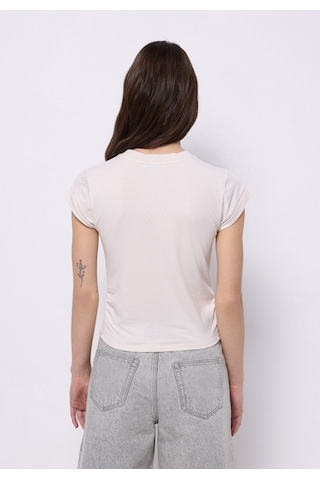 Colins Slim Fit Yuvarlak Yaka Düz Kadın Ekru Kısa Kol Tişört Cl1074571 Q1.v2 Ecr Ekru