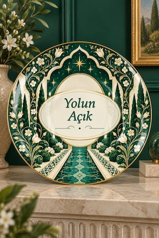 Dekoratif Duvar Tabağı Gönülden Sözler Dekorlu Seramik Tabak Pembe
