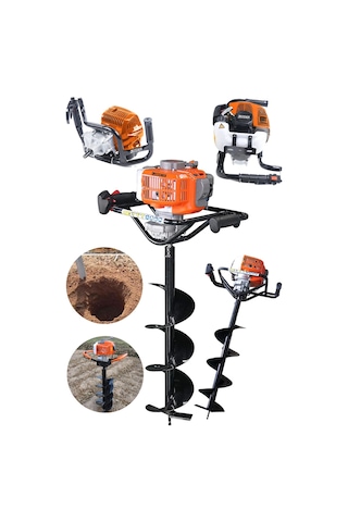 Steiner 11 HP Tam Profesyonel Toprak Burgu Makinesi 15 Cm Uç Turuncu