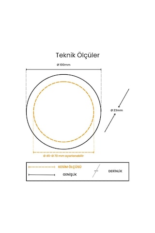 Cata Ct-5645 6w Plus Ayarlanabilir Delik Çaplı Sıva Altı Led Panel Armatür, Çerçevesiz İnce Tasarım Tavan Spot Çok Renkli