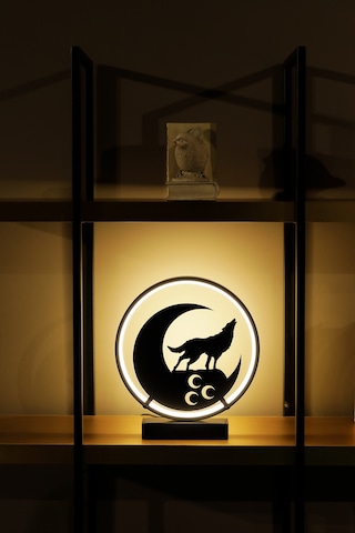 Bozkurt Ve Üç Hilal Metal Led Masa Lambası Dekoratif Işıklı Gece Lambası Türk Motifli Tasarım Aykurt