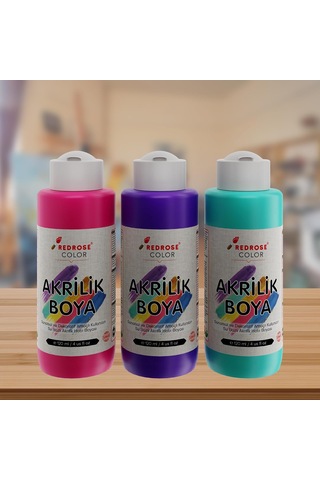 Lexroo Mor-fuşya-turkuaz Akrilik Boya 3'lü Set 3x120ml