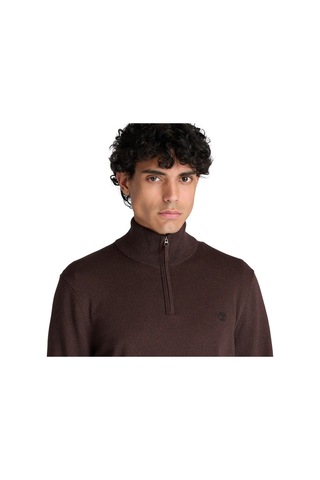 Bc0yhayc361-r Timberland Wıllıams Rıver Cotton 1-4 Zip Sweater Erkek Sweatshirt Kahve Bc0yhayc361-r