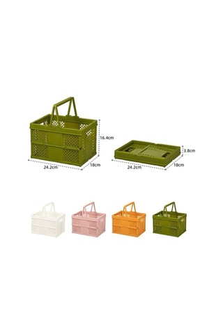 Tongxida Yeşil İstiflenebilir Katlanabilir Saklama Sepeti Ev Mutfak Kutusu Düzenleyici Saplı 24,4 X 18 X 1,4 Cm Yeşil