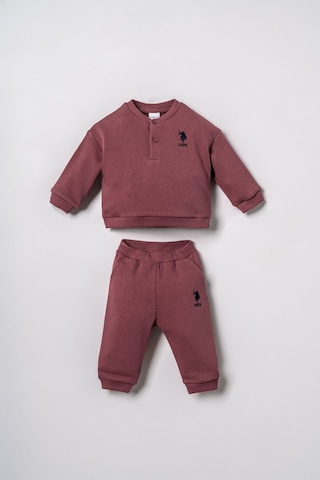 U.S. Polo Assn. Erkek Bebek Nakışlı Bordo Uzun Kol Pijama Takım Usb3169-c-v4 Usb3169-c-v4
