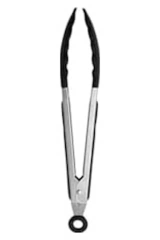 Silikon Uçlu Metal Maşa, 23 Cm, Siyah, Bpa Free, Yanmaz Yapışmaz Kaplama, Ergonomik Tasarım, Mutfak Ve Mangal İçin