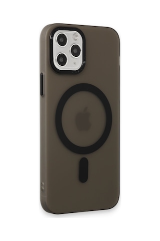 Newface - 886 - Apple iPhone Uyumlu 11 Pro Max Kılıf Lodos Magneticsafe Mat Kapak - Csmo-tex - - Siyah