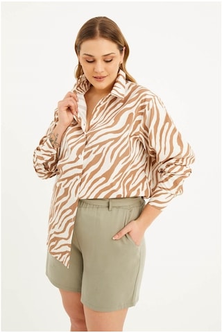 Oversize Desenli Gömlek