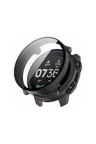 Suunto Dikey Saat Kılıfı Temperli Cam Ekran Koruyuculu Entegre Darbeye Dayanıklı Kapak - Siyah