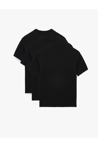 Koton Slim Fit Kısa Kollu Pamuklu Basic V Yaka 3'lü Tişört Seti Multıcolor 6wam10092hk Mavi