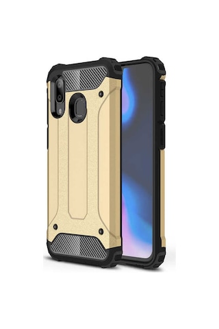 Noktaks Samsung Galaxy Uyumlu A40 Kılıf Çift Katman Zırh Tank Crash Military Kapak Mavi T15085