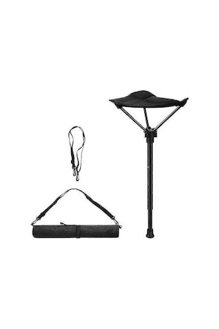 Bloomnest Katlanır Yürüyüş Bastonu, Üçayak Tabure, Ayarlanabilir Yükseklik, Taşınabilir Kamp Sandalyesi, Alüminyum Alaşım, Oxford Kumaş, 125 Kg Dayanıklılık, Altın - Siyah Altın - Siyah