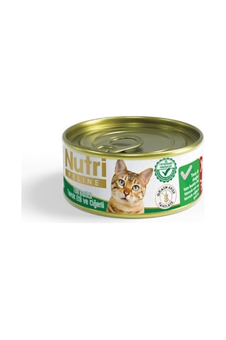 Nutri Feline Ton Balıklı Tavuklu ve Ciğerli Tahılsız Konserve Yetişkin Kedi Maması 85 G