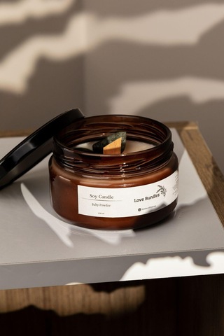 El Yapımı Bebek Pudrası Kokulu %100 Soya Wax Mumu 230ml-3219