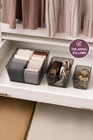 Selka Home Salve 3'lü (Büyük, Orta, Küçük) Buzdolabı-Banyo Organizer Düzenleyici