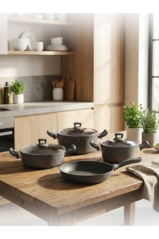 Hascevher Germanitium 7 Pcs Granit Set 1822ten26kar26tv Siyah
