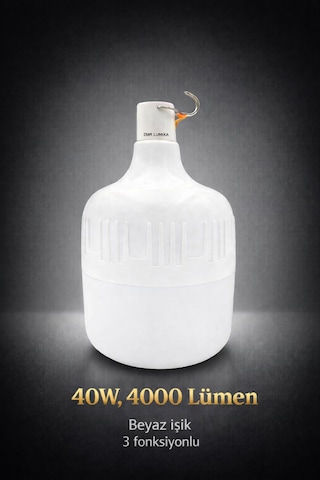 Şarjlı Ampul 40 W 4000 Lümen 3 Fonksiyonlu -
