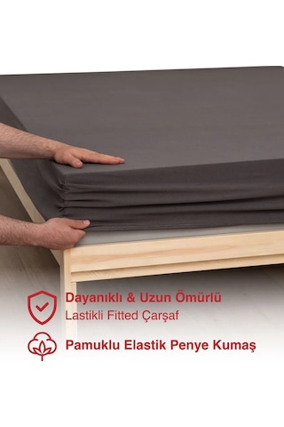 %100 Pamuklu Penye Kumaş Tek/çift Kişilik Lastikli Çarşaf Antrasit