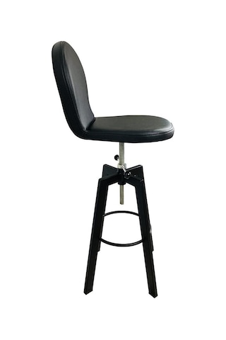 Helen Bar Sandalyesi Bar Taburesi Sırtlı Siyah Deri Oturak Çok Renkli