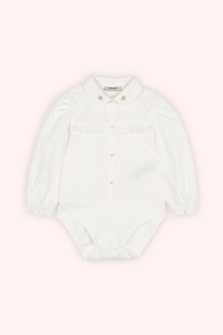 Kız Bebek Yakalı Nakış Detaylı Ekru Body Gömlek 16246184