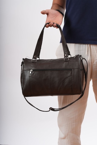 Unisex Hakiki Deri Kahverengi Silindir Model El Ve Omuz Çantası Kahverengi