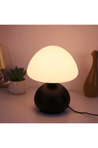 Willowhaven 1pc Simple Retro Siyah Top Mantar Masa Lambası, Usb Bağlantı, 3 Renk, Kısılabilir, Yatak Odası Ve Çalışma Odası Işık Füme