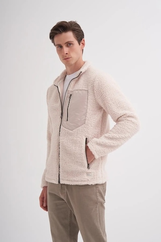 Cazador Shadow Regular Fit Kürklü Dik Yaka Sweat Hırka-50960 Ekru