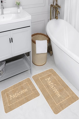 Eliana Home Dijital Baskı 2'li Banyo Paspas Takımı Lna5290 100x60 Ve 60x50 Cm Bej