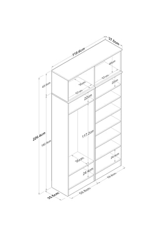 Rani Ea146 Modern Portmanto 8 Kapaklı Raflı Askılı Ayakkabılık Vestiyer Sepet Ceviz - Beyaz