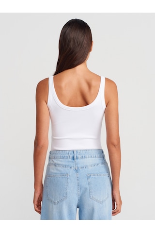 Dilvin 21053 Askılı Bodysuit-beyaz Beyaz