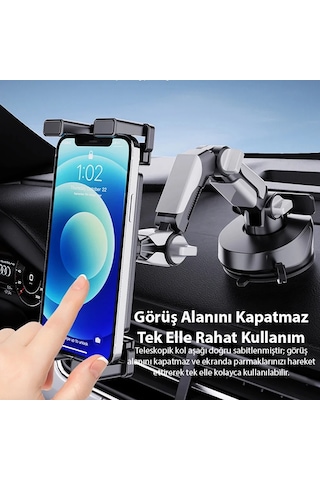 Ally X257 Teleskopik Vantuzlu Torpido Üstü Tablet Ve Telefon Tutucu Sıyah