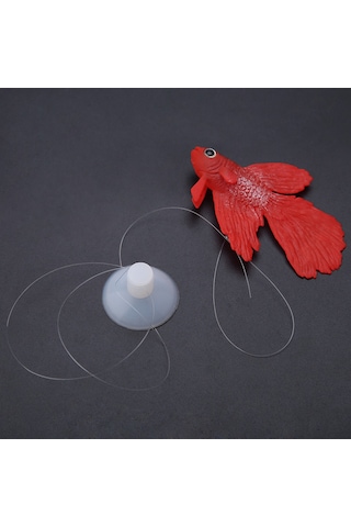 Qingmipy Akvaryum Dekorasyonu: Simülasyonlu Silikon Kırmızı Zıpkın Balık - Su Akışıyla Hareket Eden Süngüllü Ornament