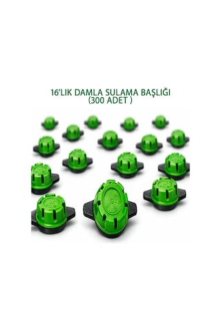 16 Mm Damla Sulama Damlatıcı 300 Adet Yeşil Renk Damlama Ucu