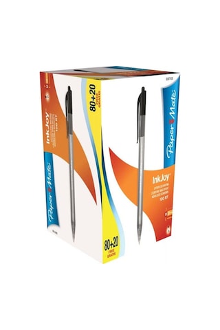 Papermate 100 Rt Ulv Üstten Basmalı Kalem Siyah 100 Lü S0977430 Çok Renkli