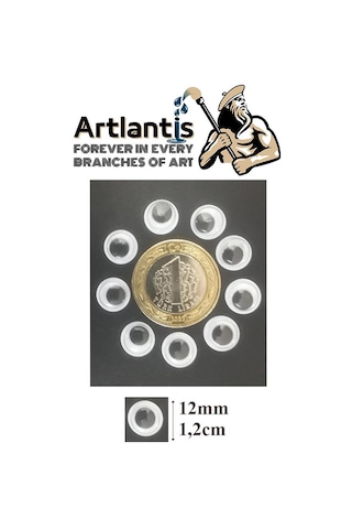 Oynar Göz Siyah 12 Mm 50 Li 1 Paket Oynayan Göz 12mm Hobi Tasarım Anasınıfı Kreş Etkinlik Elişi