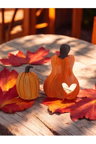 Naturel Görünümlü Aşık Balkabakları 2'li Dekor