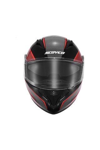 Motoanl Güneş Vizörlü Ce Motor Breaker Çene Açılır Kask Siyah Kırmızı